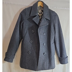 dELiA*s Women's Button Up Jacket Gray Small Pea Coat